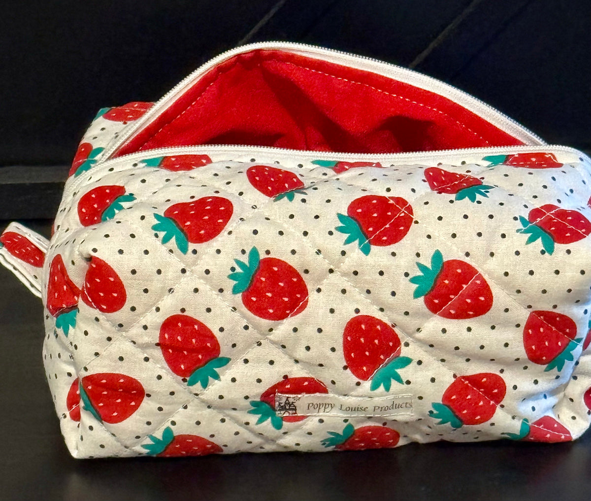 Makeup Bag - Strawberry Polka Dot