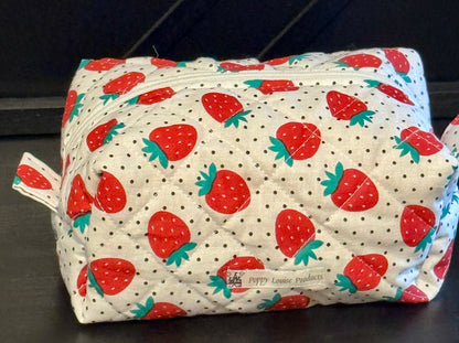Makeup Bag - Strawberry Polka Dot