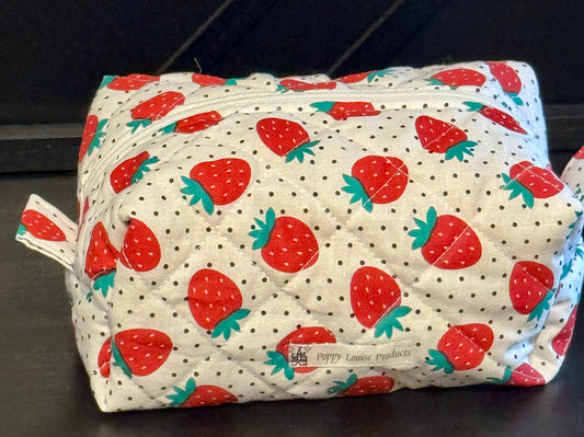Makeup Bag - Strawberry Polka Dot